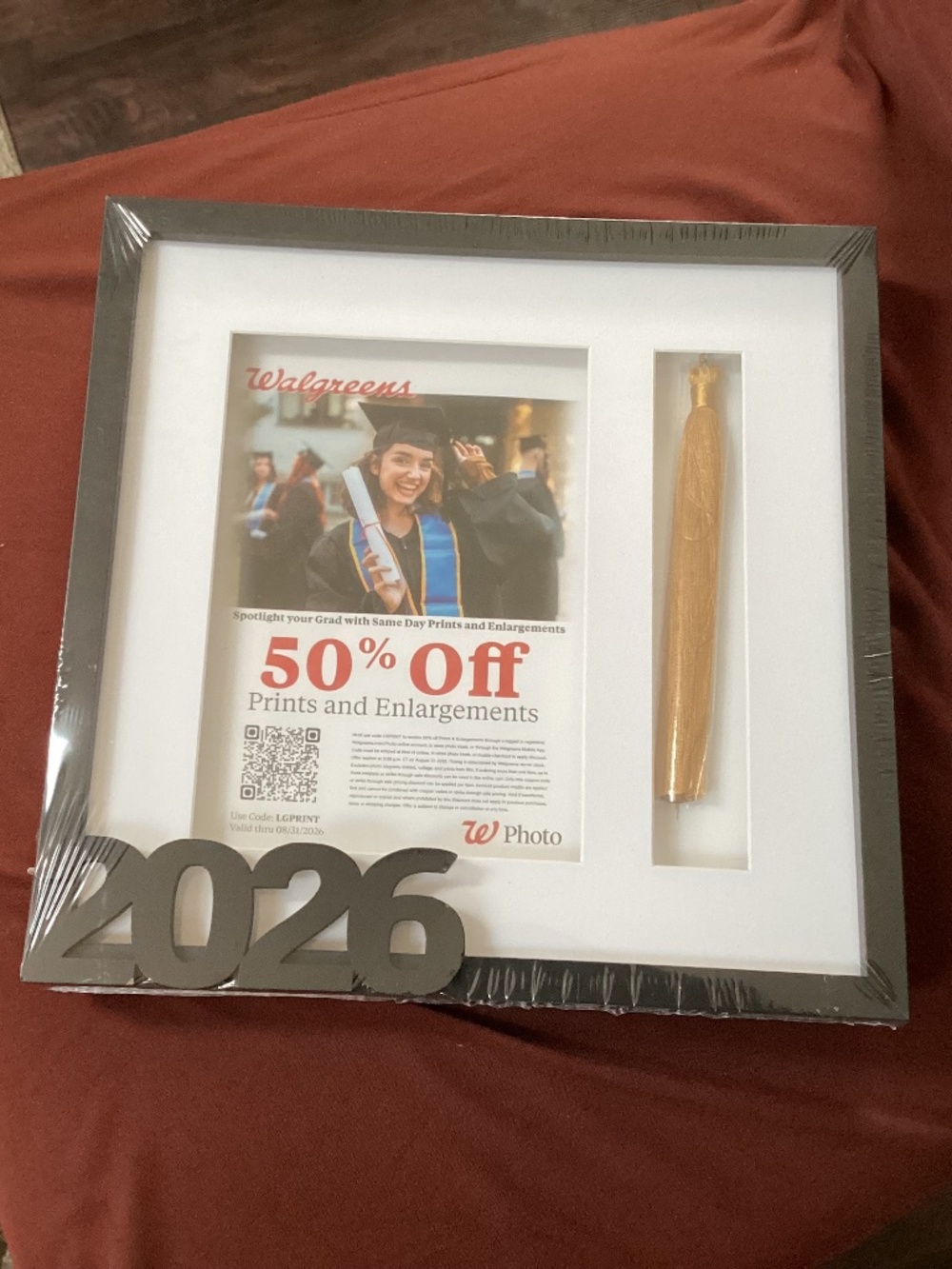 Graduation shadow box frame with a black wood-style finish NEW